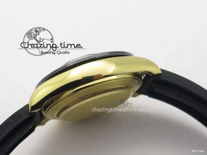 MiroTime 0512 TopPick Daytona YG BP Maker Black Dial Gold Subdial Sticks Markers On Rubber Strap A7750@ 4013